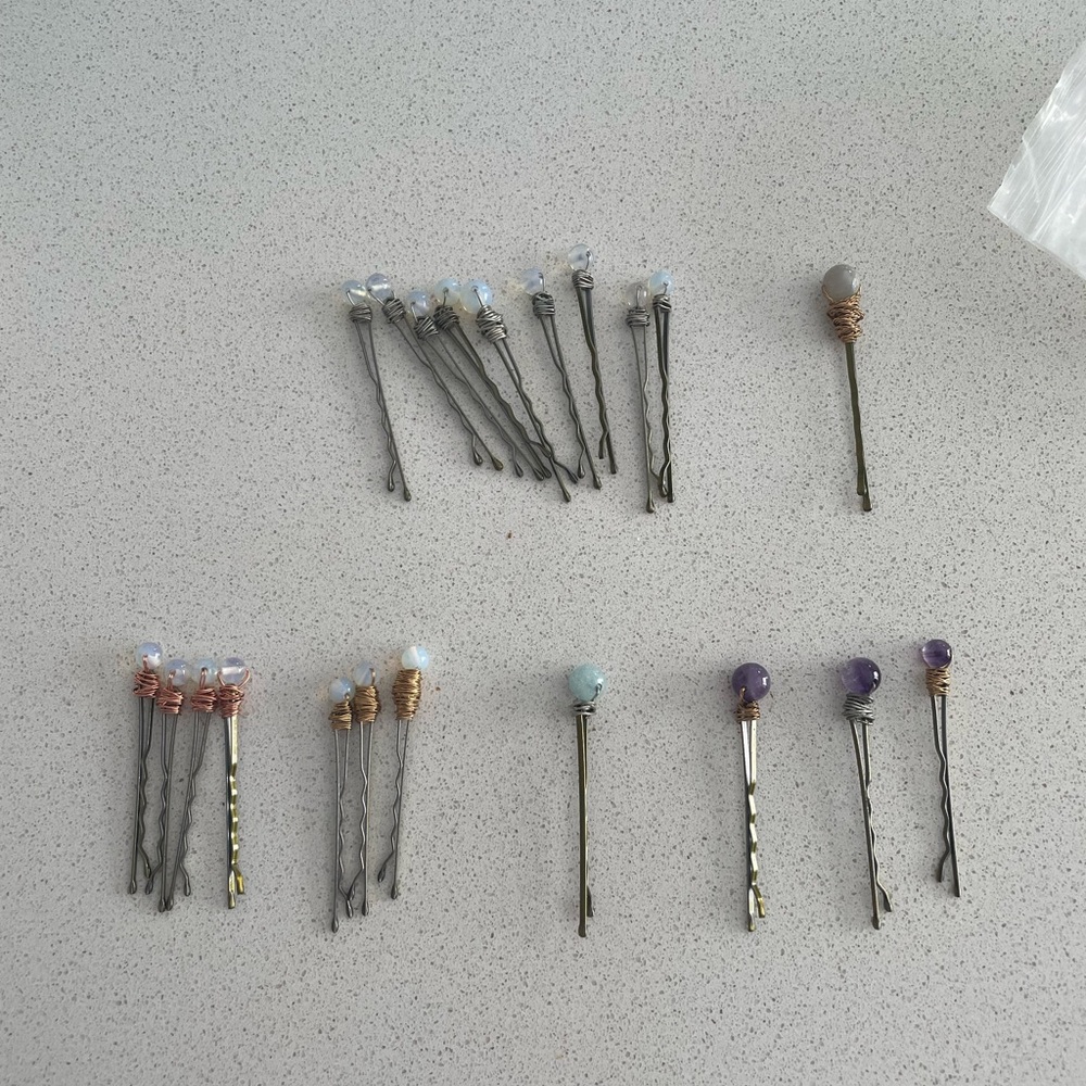 Handmade crystal hair bobby pins